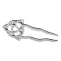 Detailed view of a vintage silver Nordic Celtic knot hair fork for elegant bun styling. - D-983 Style (D-983) / 13.5x5.5cm / Bronze