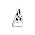 Detail shot of a black and white horror pizza ghost skull enamel pin brooch gift - Horror Pizza Skull (D-356)