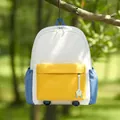 Zaino per bambini leggero giallo e bianco con tasche laterali blu per la scuola e gite - Piccolo (3-6 anni) / Giallo sole caldo