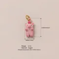 Cute pink pig enamel charm pendant in copper for DIY jewelry or shoe charms 16mm. - Pig / 16x8mm