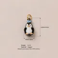 Enamel cartoon penguin charm with small fish for DIY jewelry, 15x9mm copper pendant - Penguin / 15x9mm