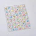 Autocollants ongles Monet jardin en relief 3D avec tulipes pastel et nœuds roses - Relief 3D - Tulipes et Nœud (M444)