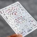 Autocollants d'ongles en relief style jardin avec motifs délicats de fleurs et feuilles - Relief 3D - Série de Feuilles Vertes (TS-052)
