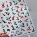 Autocollants à ongles style jardin de Monet avec fleurs rouges et sarcelle en relief - Impression Nostalgique - Fleurs Foncées Rétro (TS-923)