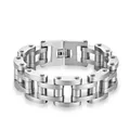 Bracelet gourmette style chaîne de vélo pour homme en acier inoxydable brossé de 22 mm de large - 22.5cm x 2.2cm / Style Dépoli / Acier