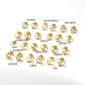 Set aus vergoldeten Herz-Ohrsteckern aus Edelstahl mit allen zwölf Sternzeichen - Stier / Gold