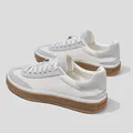Modische Freizeitschuhe in Hellgrau und Creme mit klassischer brauner Gummisohle - 38 / Deutscher Trainingsstil (6169) / Weiß (Kontrastfarbe)