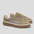 Lässige khakifarbene Sneaker aus Wildleder und Canvas mit brauner Plateausohle - 38 / Deutscher Trainingsstil (6169) / Khaki (Kontrastfarbe)
