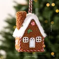 Plush gingerbread house Christmas tree hanging ornament with dimensions and weight info - Brown House (6297051843510) / Single Piece / Coffee