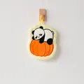 Essuie-mains mignon panda sur citrouille en polaire corail douce et absorbante à suspendre - Style Panda Citrouille / Taille standard (20x21 cm) / Orange