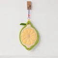 Essuie-mains suspendu mignon en polaire corail en forme de citron pour cuisine et salle de bain - Série de fruits-Citron