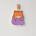 Essuie-mains suspendu en polaire corail avec un dessin animé de chat orange mignon - 20x21cm / Série Sac - Chat