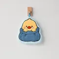 Serviette en polaire corail poussin jaune mignon en poche bleue - 20x21cm / Série Sac - Canard