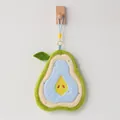 Essuie-mains en polaire corail en forme de poire avec boucle de suspension en bleu - 20x21cm / Série Fruits - Poire