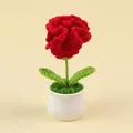 Handgemaakte rode gehaakte anjer in witte keramische pot, perfecte decoratie - Rood