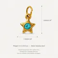 Delicate gold-plated star pendant with light blue birthstone, stainless steel 10mm - Star Birthstone Pendant / March