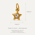 Gold-plated stainless steel star pendant with a clear gemstone and dimensions - Star Birthstone Pendant / April
