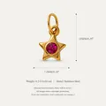 Golden stainless steel star pendant with red gemstone birthstone for DIY jewelry necklaces - Star Birthstone Pendant / July