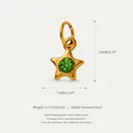 Gold plated star birthstone charm with green gemstone for DIY necklace creation - Star Birthstone Pendant / August