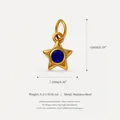 Gold-plated stainless steel star pendant with blue birthstone gem, 10mm height size - Star Birthstone Pendant / September