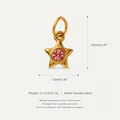 Gold-plated stainless steel star pendant with pink birthstone for DIY jewelry making - Star Birthstone Pendant / October