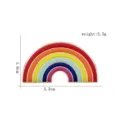 Vibrant rainbow enamel brooch badge showing 1.8x3.3cm size and 3.5g total weight - Classic Seven Color Rainbow Style (D-896) / 3.3x1.8cm