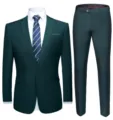 Detailweergave van een elegant donkergroen slim-fit herenpak voor formele bruiloften - 6XL / Boven- En Onderstuk / Donkergroen (915)