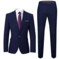 Slim fit marineblauw herenkostuum, tweedelige professionele set - S / Boven- En Onderstuk / Marineblauw (901)