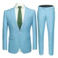 Men's slim fit two-piece suit set in light blue for wedding and formal events - 6XL / Top And Bottom / Light Blue (926)