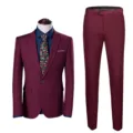 Elegant bordeauxrood slim-fit 2-delig herenpak voor bruiloften en formele gelegenheden - 6XL / Boven- En Onderstuk / Wijnrood (908)