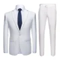 Professioneel slim fit wit heren tweedelig kostuum voor bruiloft of zakelijk gebruik - 6XL / Boven- En Onderstuk / Wit (907)
