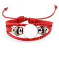 Bracelet DIY en cuir tressé rouge avec plateau rond vierge de 18 mm pour bijoux - 10 pcs/paquet / Rouge