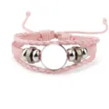 Bracelet en cuir tressé rose multicouche avec support cabochon rond vide de 18 mm - 10 pcs/paquet / Rose