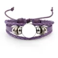 Bracelet de cuir violet multicouche base DIY avec plateau rond vierge de 18 mm - 10 pcs/paquet / Violet