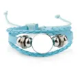 Bracelet en cuir bleu multicouche avec lunette circulaire de 18 mm pour bijoux DIY. - 10 pcs/paquet / Bleu