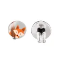 Cute cartoon fox design round silver-tone clip-on earrings for non-pierced ears - Little Fox