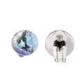 Butterfly pattern glass cabochon clip-on earrings set in purple gradient - Butterfly
