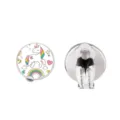 Cute cartoon unicorn and rainbow clip-on earrings for girls, non-pierced silver metal jewelry - Colorful Unicorn