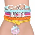 Handmade multi-layer braided unicorn charm bracelet with love infinity symbol and pendant - Braided Bracelet (Unicorn) / #07
