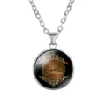 Arabic calligraphy time gem pendant necklace with silver chain for Middle East market - Black Brown Gradient Gold Calligraphy