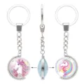 Double-sided spinning metal unicorn keychain with colorful purple mane and rainbow - Rotating Keychain (Unicorn) / #05