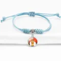 Light blue braided bracelet featuring traditional goddess charm and adjustable knot - Light Blue (A9106102)
