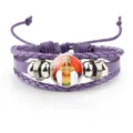 Purple braided leather bracelet with traditional goddess graphic charm - Purple (A9101502)