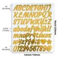 Detail view of 1 inch gold mirror alphabet stickers showing precise size measurements. - Bubble Italic (1 Inch) / Bright Gold