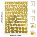 Detailed dimension sheet for gold alphabet and number decorative stickers for DIY craft - Retro Font (0.5) / Bright Gold