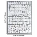 Close-up of white glitter alphabet and number stickers sheet with 0.5 inch size guide - White Glitter / 0.5 Inch / White