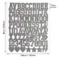 Dimensions of 1 inch silver waterproof vinyl letter stickers for mailbox identification - Bold Block 1 Inch / 100 Pieces/Pack / Bright Silver