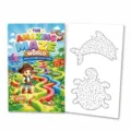 Interactive children's maze and coloring book showing cover and animal maze pages - Maze And Coloring Activity Book (LHL47)