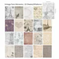 Collection of 20 vintage Paris-themed scrapbook paper patterns with size measurements - 20 Pieces/Pack / Vintage Paris Moments (LHL38)