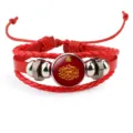 Multilayer red cowhide leather bracelet featuring a golden Arabic calligraphy glass charm - 18mm / Red